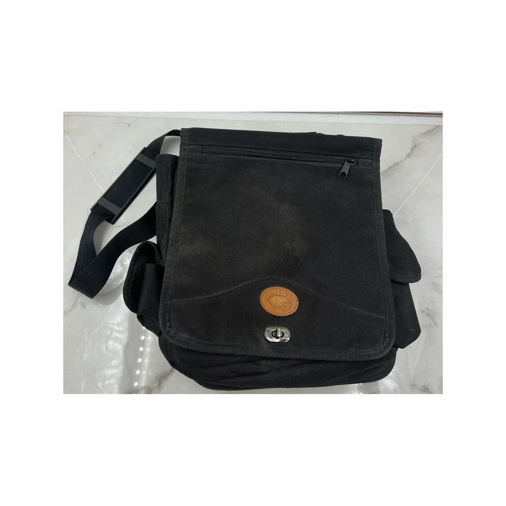 Duluth Trading Co Black Ballistic Nylon Messenger Field Laptop Bag Organizer